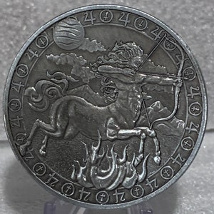 Constellation Zodiac Astrology Sagittarius Silver Plated pewter color Commemorative Coin