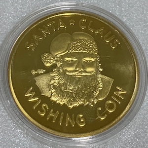 Santa Claus Wishing Coin With Santa and Rudolph the Red Nose Reindeer