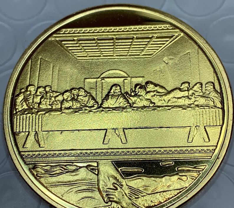 Jesus & Last Supper Gold Plated Metal Coin great Religious Etsy