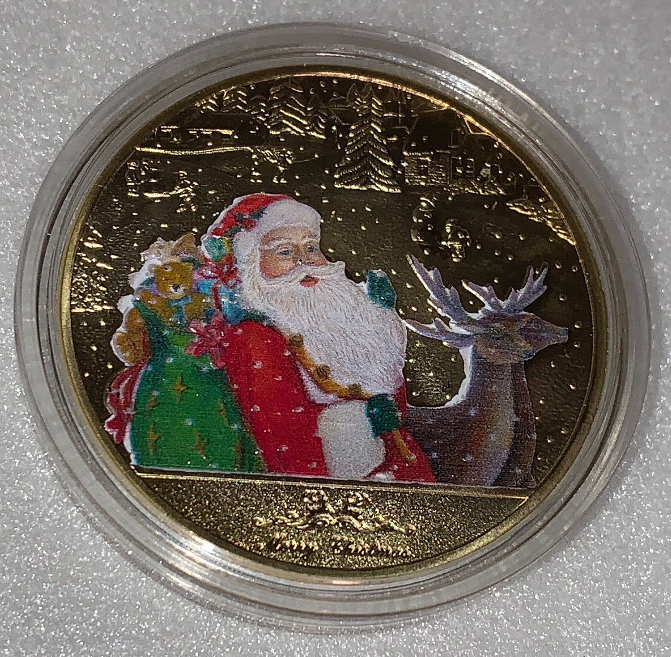 メリークリスマスとサンタクロースがプレゼントを届けるコイン 金縁付き 10 枚セット - Etsy 日本