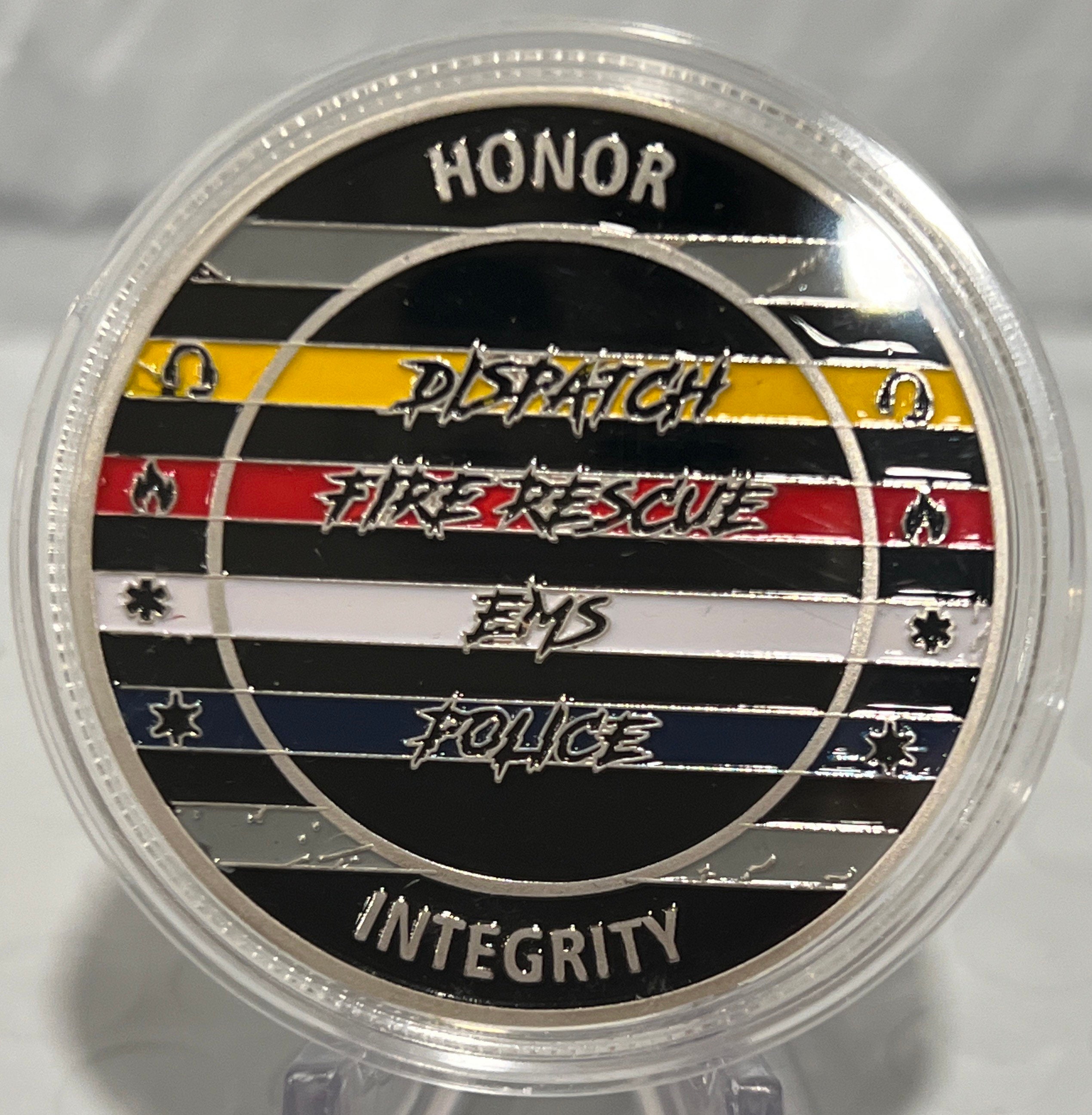 Moneta Da Sfida Per Vigili Del Fuoco, Soccorritori, Operatori Sanitari Di Emergenza E Polizia, Con Finiture In Oro - Italia - Foto 6