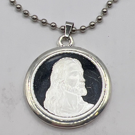 Jesus Last Supper Silver Metal One Inch Coin Necklace *great