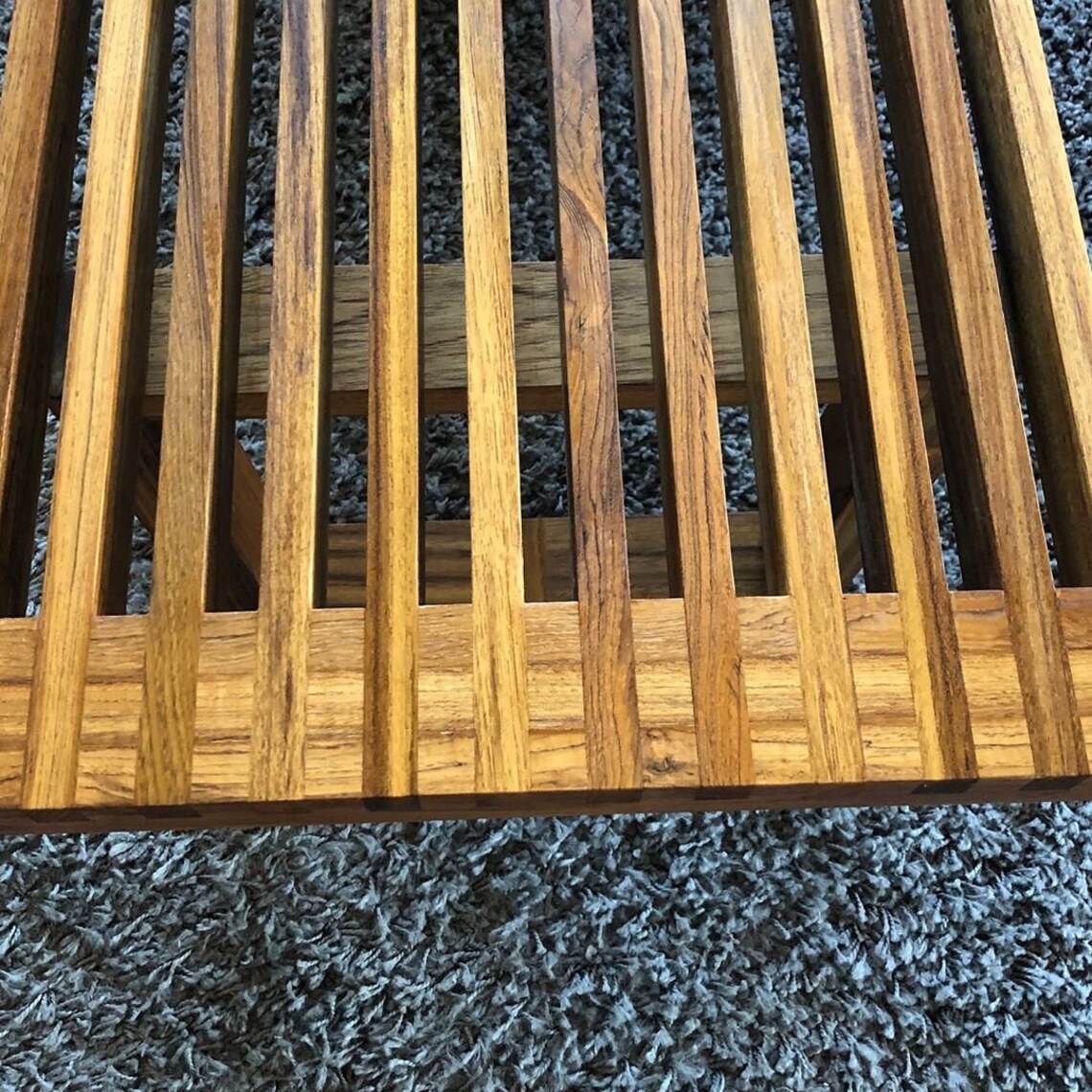 Solid Teak Slat Bench Etsy