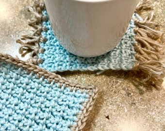 Padrão de porta-copos de crochê de malha simples, tapete de caneca de crochê, padrão de porta-copos de crochê fácil, padrão de tapete de caneca, decoração de casa de crochê