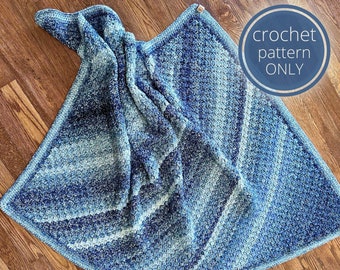 Simple Ombre C2C Baby Blanket Crochet Pattern, Advanced Beginner, Worsted Yarn - Pattern PDF