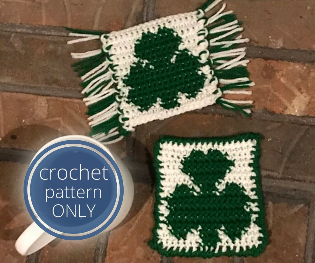 PDF Shamrock Crochet Coaster PATTERN. Lucky Crochet Mug Rug Etsy