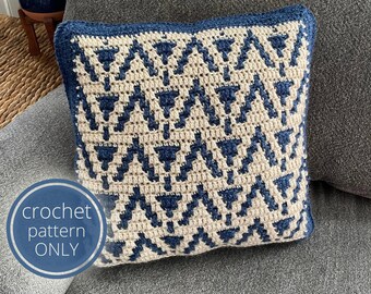 Mosaic Crochet Pillow Pattern: Peaks & Pillars Design (PDF Pattern)