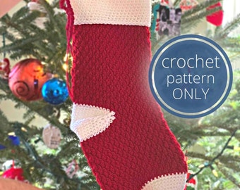 PDF Christmas Stocking Crochet Pattern using Alpine Stitch. Quick Christmas Gift Idea for Xmas Decoration