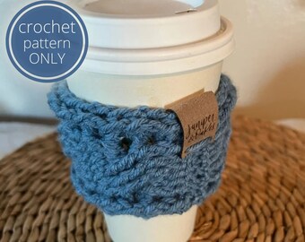PDF Coffee Cup Cozy Crochet Pattern. Quick Cable Cup Cozy Crochet Pattern. Cabled Crochet Cup Sleeve stash buster pattern