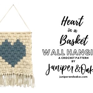 Crochet Pattern: Heart in a Basket Wall Hanging Handmade Crochet Knit Tapestry image 5