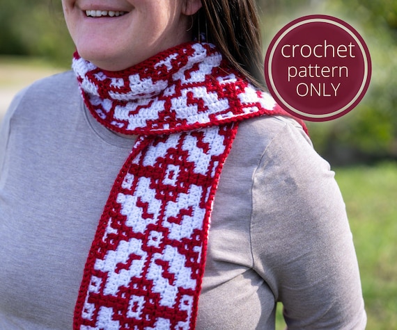 Mosaic Crochet Christmas Scarf Pattern: Nordic Star Design (PDF