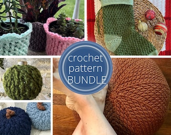 5 Alpine stitch Bundle Crochet PATTERNs. A set of Easy crochet pattern for beginner crocheters. Digital Download PDF
