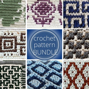 PDF 11 Mosaic Crochet PatternS BUNDLE with charts. A set of Beginner crochet pattern for crocheters. Best Seller Digital Download ONLY