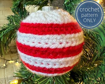PDF Striped Christmas Bauble crochet PATTERN. Christmas Tree Ornament crochet pattern digital download only