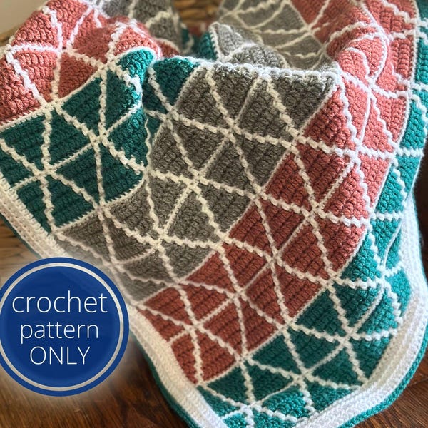 Baby Blanket Pattern - Overlay Mosaic Crochet Triangles - Advanced Beginner - DK Yarn - Pattern PDF