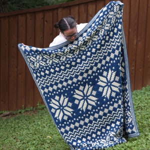 Mosaic Crochet Blanket Pattern | Nordic Star CAL | Winter Mosaic Afghan | Crochet Pattern Only
