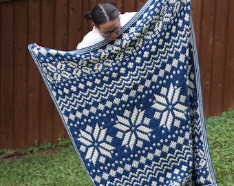 Mosaic Crochet Blanket Pattern | Nordic Star CAL | Winter Mosaic Afghan | Crochet Pattern Only