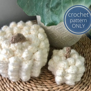 PDF Bobble Pumpkin Crochet Pattern. 2 sizes: Deluxe Halloween Plush Decor. Boho Pumpkin Knit Yarn for Thanksgiving Fall Decoration