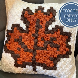 PDF Autumn Leaf Pillow C2C Crochet PATTERN. Corner to Corner Fall Maple Leaf Crochet Pattern.