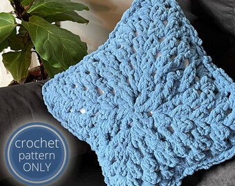 Cabled Granny Square Pillow Crochet Pattern: Velvet Throw Cushion (PDF Pattern)