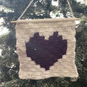 Crochet Pattern: Heart in a Basket Wall Hanging Handmade Crochet Knit Tapestry image 6
