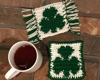 Kleeblatt Untersetzer-Häkelanleitung: St. Patrick's Day Mug Rug (PDF-Muster)