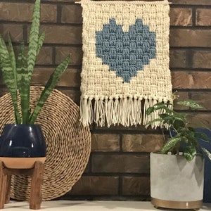 Crochet Pattern: Heart in a Basket Wall Hanging Handmade Crochet Knit Tapestry image 2