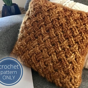 PDF Celtic Weave Pillow Crochet Pattern. Griffin pillow using Celtic weave crochet stitch and bulky yarn. Cushion cover crochet pattern