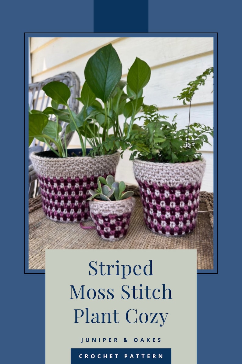 PDF Plant Pot Cover Crochet Pattern using Striped Moss Stitch Crochet. Easy Indoor plant pot cozy pattern that's beginner-friendly image 10