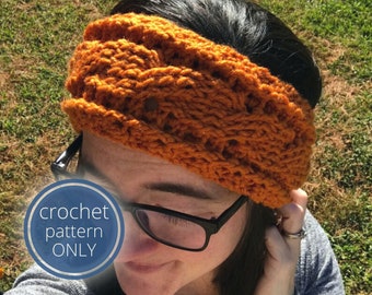 PDF Crochet Cabled Ear Warmer Pattern: Crocheted Cable Headband, Knit Handmade Textured Hat Crochet Pattern