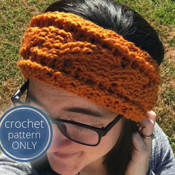 PDF Crochet Cabled Ear Warmer Pattern: Crocheted Cable Headband, Knit Handmade Textured Hat Crochet Pattern