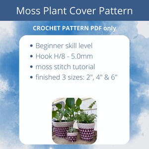 PDF Plant Pot Cover Crochet Pattern using Striped Moss Stitch Crochet. Easy Indoor plant pot cozy pattern that's beginner-friendly image 2