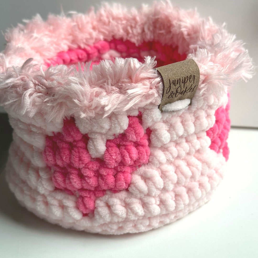 Mosaic Hearts Basket Crochet Pattern Soft Valentine's Day Quick Crochet