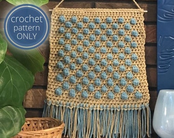 PDF Springtime Bobbles Wall Hanging Crochet PATTERN. Digital Download for Tapestry crochet using bobble stitch