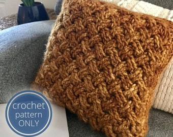 PDF Celtic Weave Pillow Crochet Pattern. Griffin pillow using Celtic weave crochet stitch and bulky yarn. Cushion cover crochet pattern