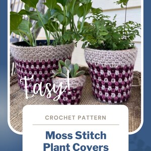 PDF Plant Pot Cover Crochet Pattern using Striped Moss Stitch Crochet. Easy Indoor plant pot cozy pattern that's beginner-friendly image 9