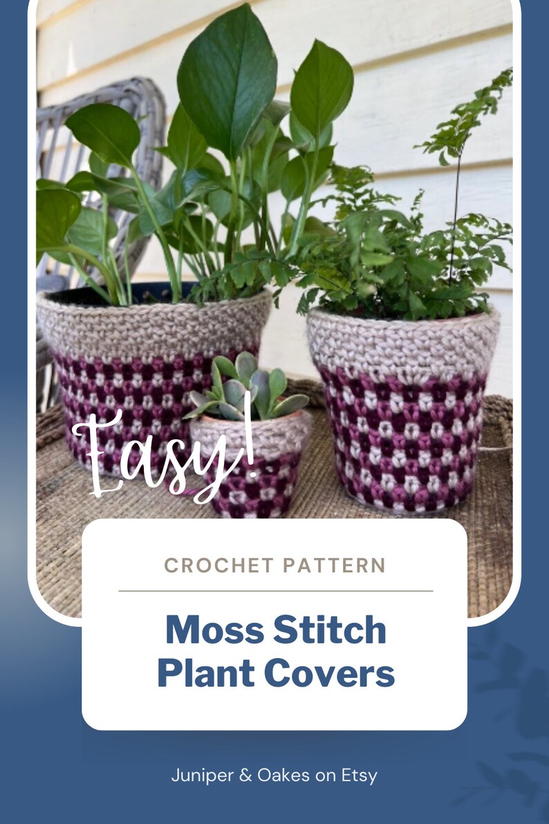 PDF Plant Pot Cover Crochet Pattern using Striped Moss Stitch Crochet. Easy Indoor plant pot cozy pattern that's beginner-friendly image 9