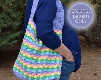 Summertime Shell Bag Crochet Pattern PDF - Easy Worsted Yarn Tote Pattern