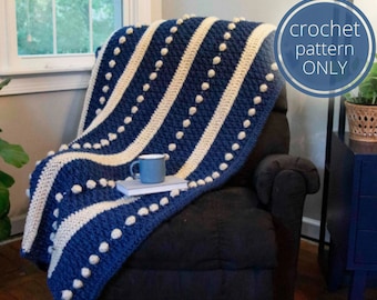 Padrão de manta de crochê com ponto pompom: afghanistan fácil de decorar (padrão em PDF)