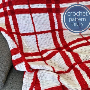 Weihnachten karierter Überwurf Häkelanleitung PDF - Chart & Written Pattern, Tapisserie häkeln, Aran Garn, Festliche Decke, Home Decor