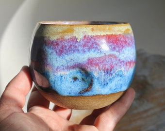 Purple Sunset Artwork Ceramic Mug - Handmade Functional Pottery Mug
