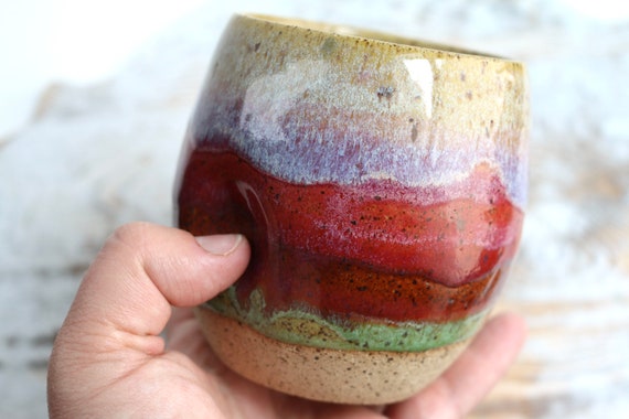 Coffee or tea  sunset mug handmade no handle . wabi sabi style. For coffee lovers. Wine mug.