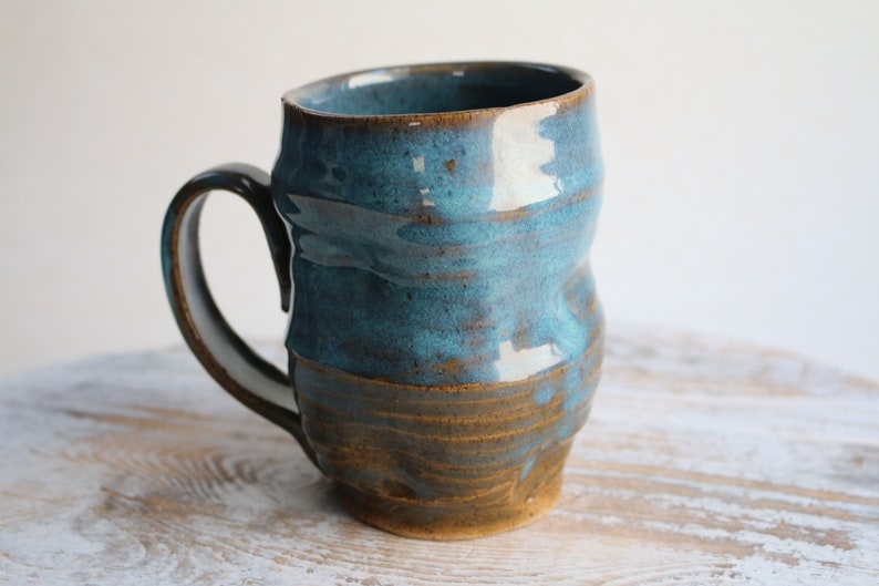 Green ceramic mug Unique Handmade Art Ceramic Mug Functional Pottery Artwork Gift for Coffee Lovers image 3