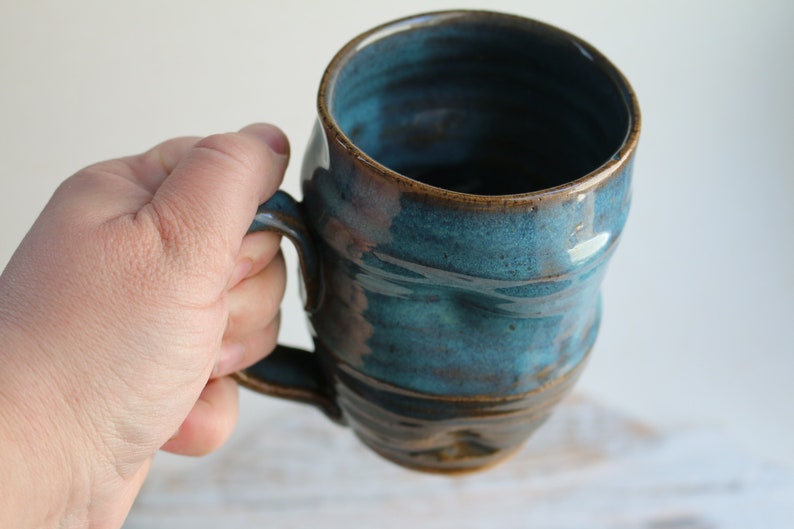 Green ceramic mug Unique Handmade Art Ceramic Mug Functional Pottery Artwork Gift for Coffee Lovers image 2