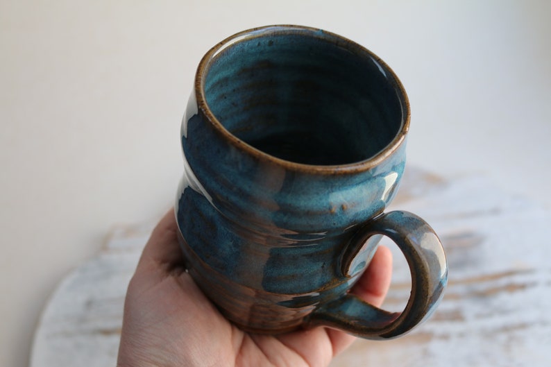 Green ceramic mug Unique Handmade Art Ceramic Mug Functional Pottery Artwork Gift for Coffee Lovers image 7