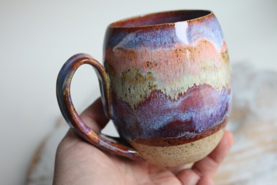 Handmade Unique Ceramic Mug, Artisan Purple Coffee Mug, Ceramic Cup For Tea Lover