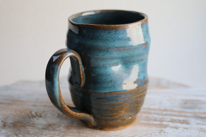 Green ceramic mug Unique Handmade Art Ceramic Mug Functional Pottery Artwork Gift for Coffee Lovers image 1