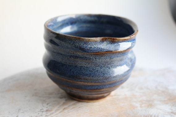 Dark Blue Unique Handmade Art Ceramic Mug - Functional Pottery Artwork Gift for Coffee Lovers