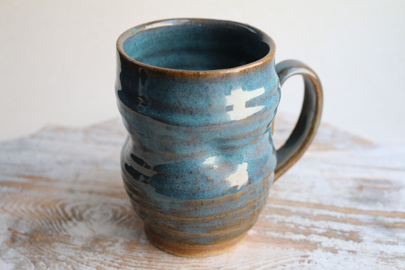 Green ceramic mug Unique Handmade Art Ceramic Mug Functional Pottery Artwork Gift for Coffee Lovers image 4