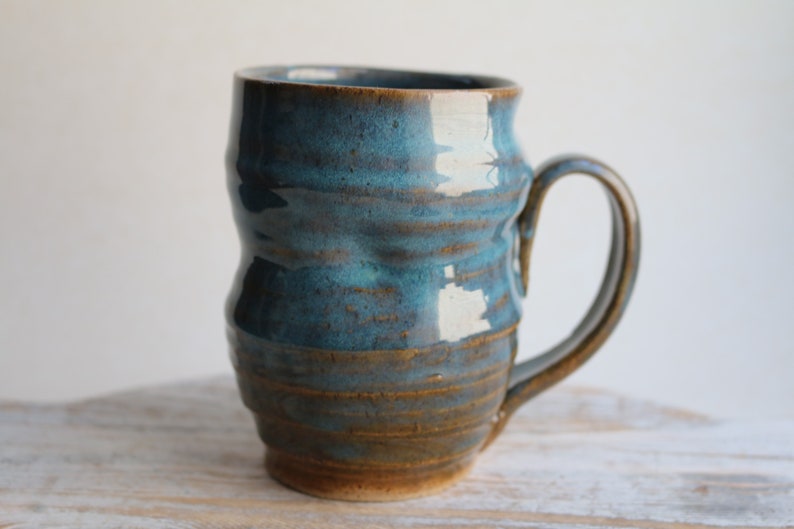 Green ceramic mug Unique Handmade Art Ceramic Mug Functional Pottery Artwork Gift for Coffee Lovers image 5